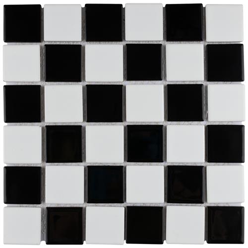 Squire Quad Glossy Checkerboard 12-1/2"x12-1/2" PorcelainMos