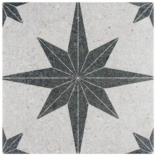 Compass Star White Stone 8"x8" Porcelain F/W Tile