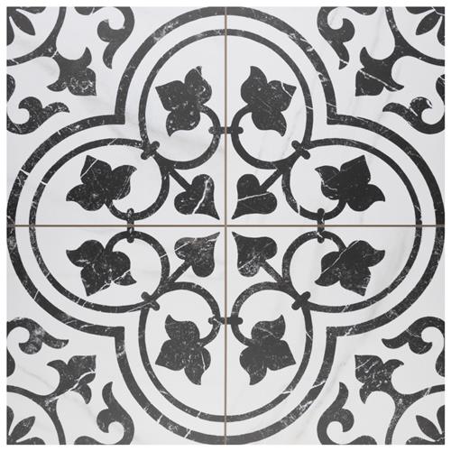 Merzoni Ornate Marquina 17-7/8" x 17-7/8" Porcelain F/W Tile