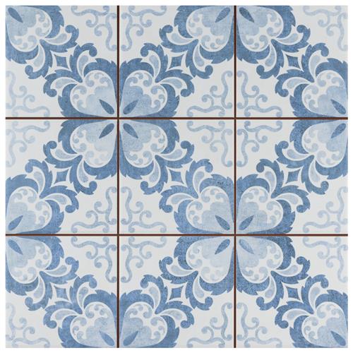 Harmonia Floral Lattice Blue 13"x13" Ceramic Floor/Wall Tile