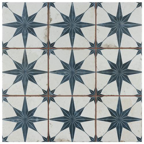 Harmonia Kings Star Blue 13"x13" Ceramic Floor/Wall Tile