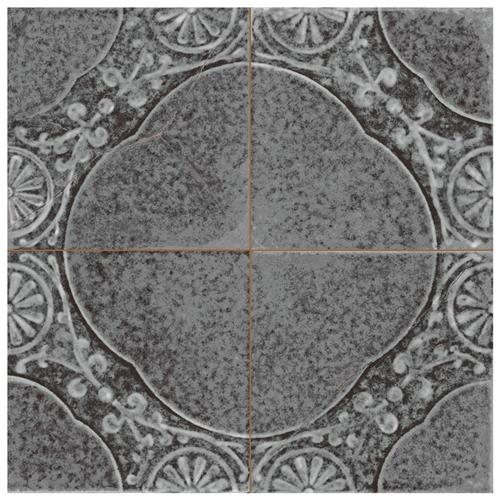 Kings Jaipur Black 17-5/8"x17-5/8" Ceramic F/W Tile