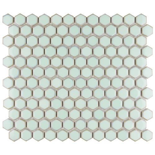 Hudson Hex 1" Light Green 11-7/8" x 13-1/4" Porcelain Mosaic