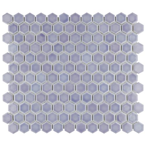 Hudson Hex 1" Lavender 11-7/8" x 13-1/4" Porcelain Mosaic
