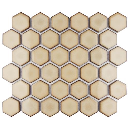 Hudson Due 2" Hex Caffe 10-7/8"x12-5/8" Porcelain Mosaic