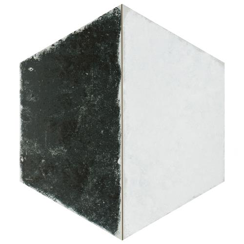 Trapez Hex Vintage Black & White 11"x13" Porcelain F/W Tile