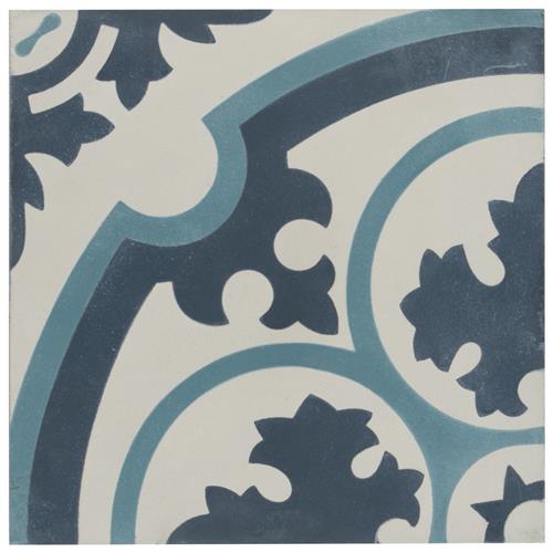 Cemento Queen Mary Sky 7-7/8"x7-7/8" Cem HandmadeF/W Tile