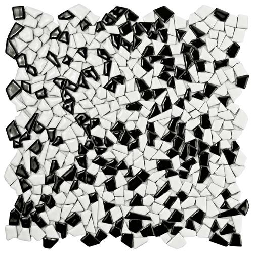 Jazz Black and White 11-1/4"x11-1/4" Ceramic Mos