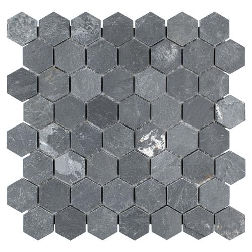 Crag Hexagon Black 11-1/8"x11-1/8" Slate Mos