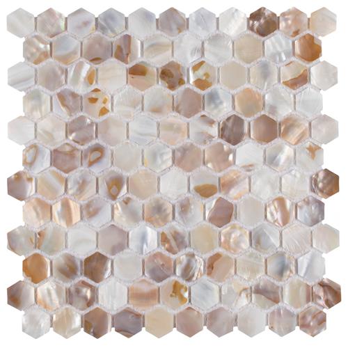 Conchella Hexagon Natural 11-1/2"x11-5/8" Nat Seashell Mos