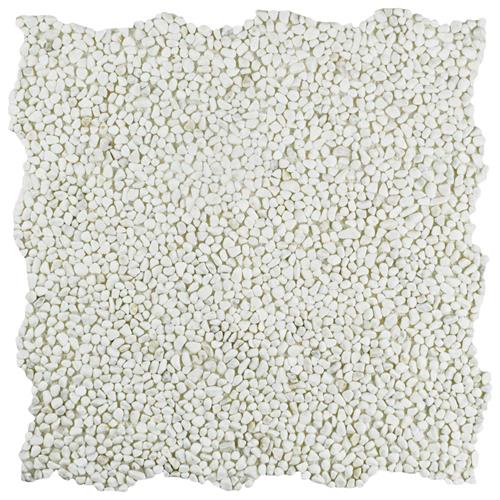 Pebblini Mini 607 White 12-1/4"x12-1/4" Pebble Stone Mos