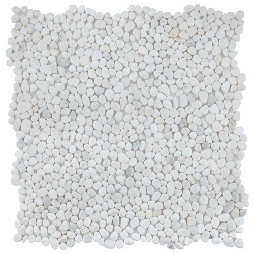 Pebblini 607 White 12-1/4"x12-1/4" Pebble Stone Mos