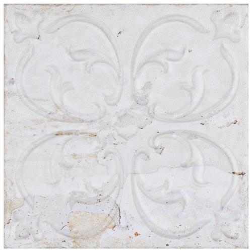 Aevum White Ornato 7-7/8"x7-7/8" Ceramic W Tile