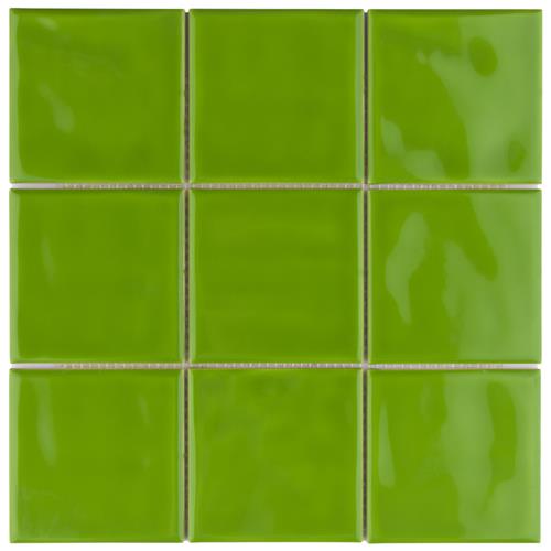 Twist Square Green Kiwi 11-3/4" x 11-3/4" Ceramic Mosaic