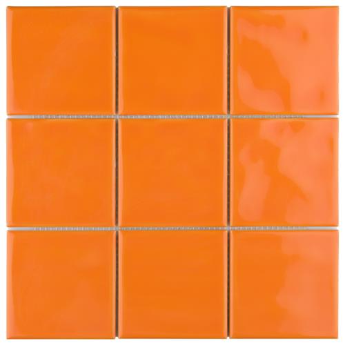 Twist Square Orange Sunset 11-3/4" x 11-3/4" Ceramic Mosaic