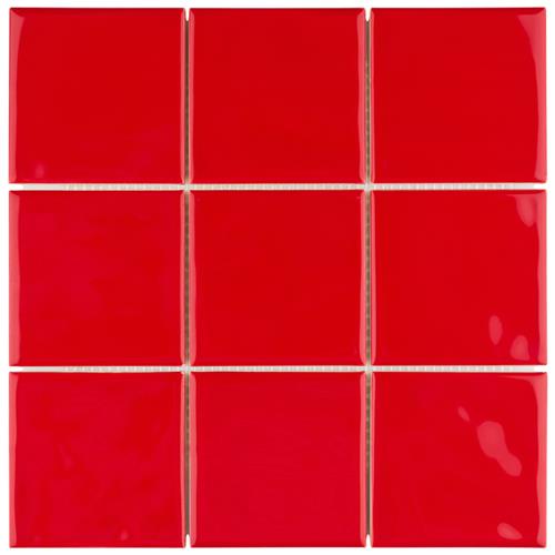 Twist Square Red Cherry 11-3/4" x 11-3/4" Ceramic Mosaic