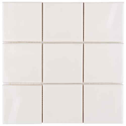 Twist Square Soft Cream 11-3/4" x 11-3/4" Ceramic Mosaic