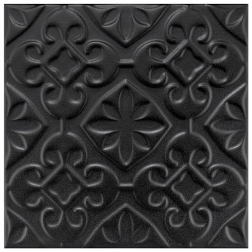 Triplex Valverde Black 7-3/4"x7-3/4" Ceramic W Tile