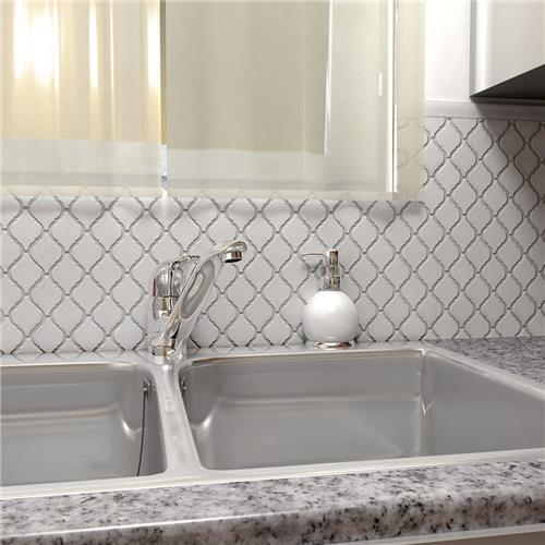Arabesque Glossy White 9 7 8 X11 1 Porcelain Mos