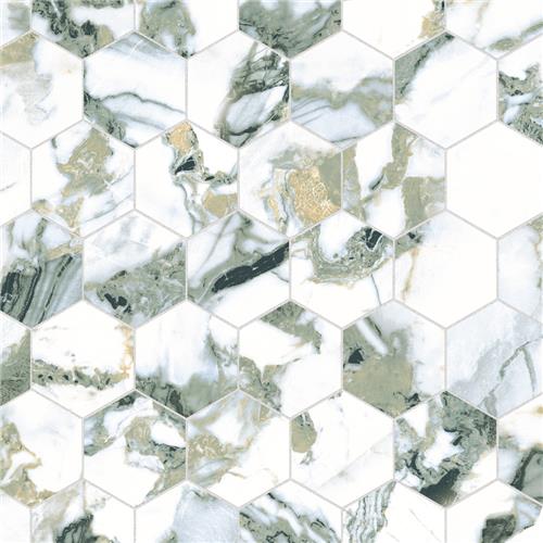 Picture of Touche 4" Hex Jade 11-3/4"x13-5/8" Porcelain F/W Mosaic