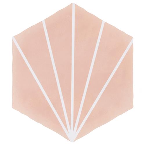 Picture of Palm Starburst Hex Pink 5-7/8" x 6-7/8" Porcelain F/W Tile