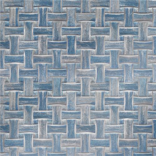 Picture of Cassis Dog Bone Bsktwv Blue w/Blue Dot 10"x10" Porc Mos