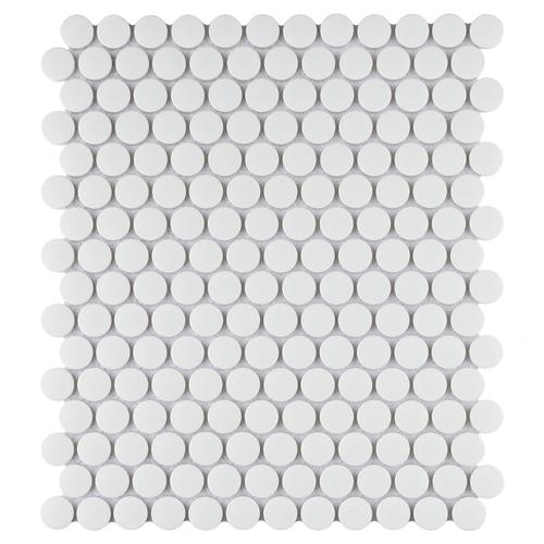 Picture of Gotham Penny Round White 9-3/4" x 11-1/2" UnGl Porcelain Mos