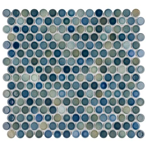 Picture of Hudson Penny Round Lagoon 12"x12-5/8" Porcelain Mos       
