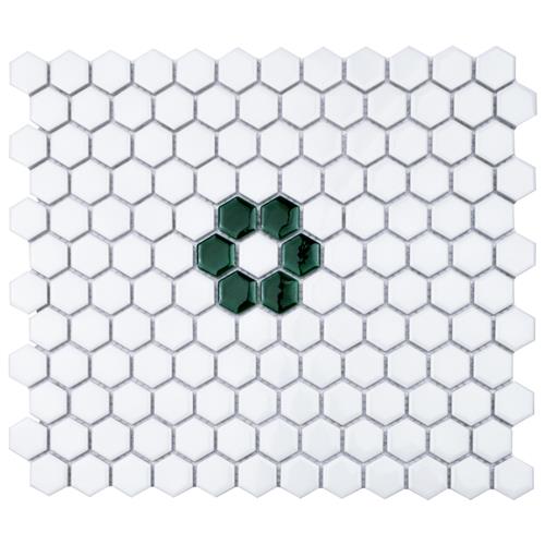 Picture of Metro Ion 1" Hex Emerald Sngl Flower w/G Wht 10-1/4"x11-7/8"