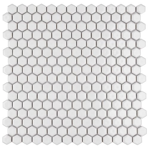 Picture of Colmena Hex Glossy White 11-1/2”x11-5/8” Porcelain Mosaic