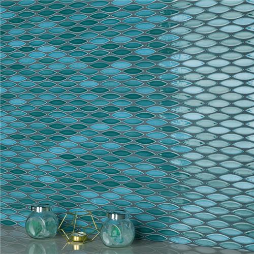 Aqua Marino Glossy Gloss Glass Mosaic, 12x12x1/4