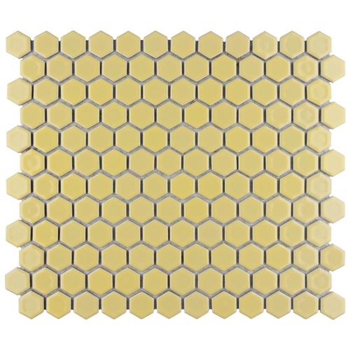 Picture of Hudson 1" Hex Vintage Yellow 11-7/8"x13-1/4" Porcelain Mosai