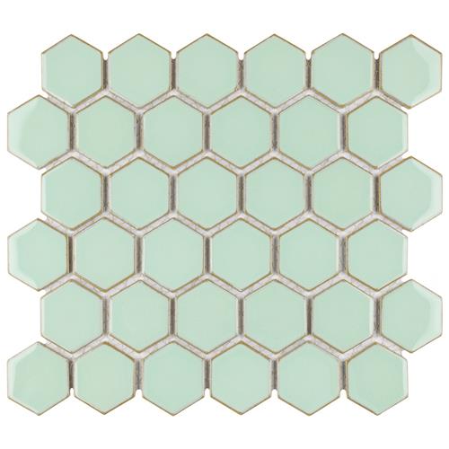 Picture of Hudson Due Hex 2" Light Green 12-1/2"x11-1/4" Porc Mos