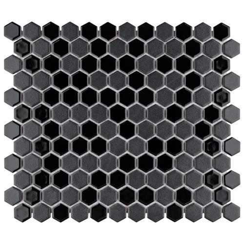 Picture of Citi 1" Hex Black 10-1/4" x 11-7/8" Porcelain Mosaic