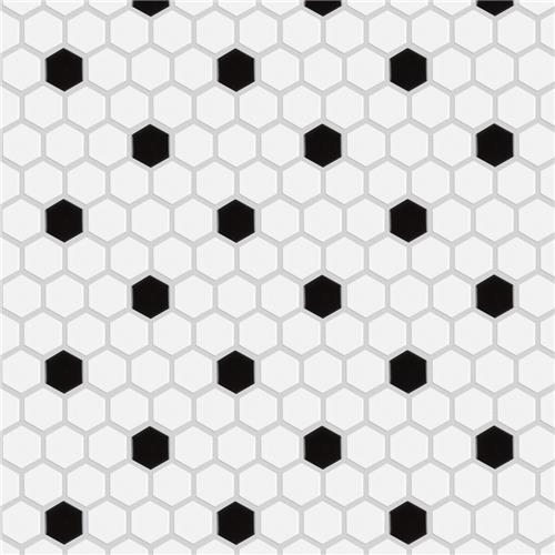 Picture of Madison Hex 1" Matte Cool Wht w/Blk Dot 10-1/4"x11-7/8" PorM