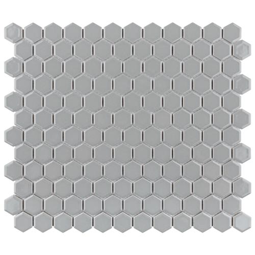 Picture of Metro 1" Hex Glossy Light Grey 10-1/4"x11-7/8" Porcelain Mos