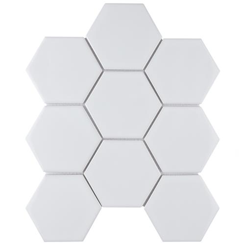 Picture of Metro Super Hex 4" Glossy White 10"x11-1/2" Porcelain Mosaic