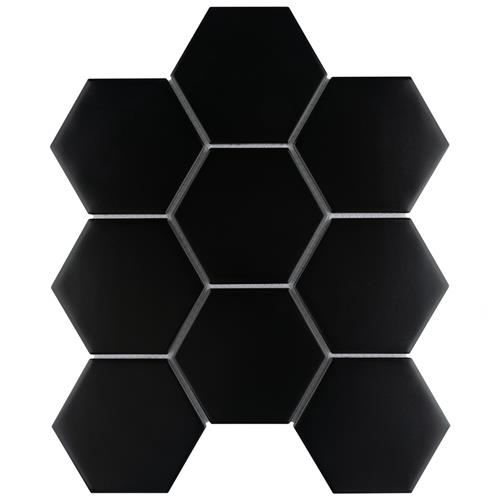 Picture of Metro Super Hex 4" Matte Black 10"x11-1/2" Porcelain Mosaic