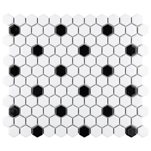Picture of 10-1/4" x 11-3/4" Metro Hex 1" Glossy White w/Dot