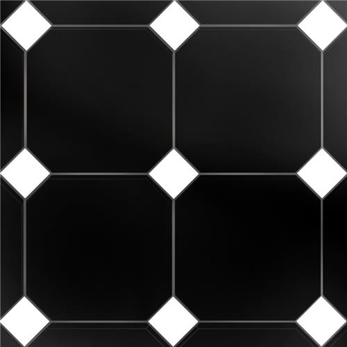 Picture of Monocolor Octagon Nero w/ Taco Alaska 12-1/2"x12-1/2 Please Call Account Manager for stock levels