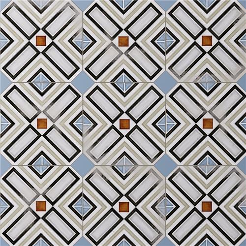 Picture of Vaudeville Octagon Deco Ritter w/ Taco Azzuro 7-7/8"x7-7/8"
