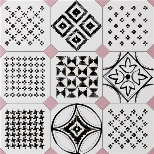 Picture of Vaudeville Octagon Deco Sombra w/ Taco Pink 7-7/8"x7-7/8"