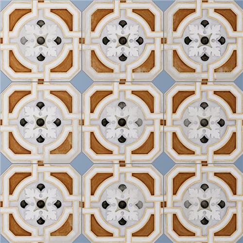 Picture of Vaudeville Octagon Deco Zimer w/ Taco Azzuro 7-7/8"x7-7/8"