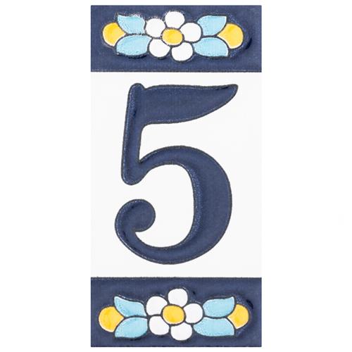 Picture of Sevillano Flora Numbers 5 2-1/8"x4-3/8" Ceramic Wall Tile
