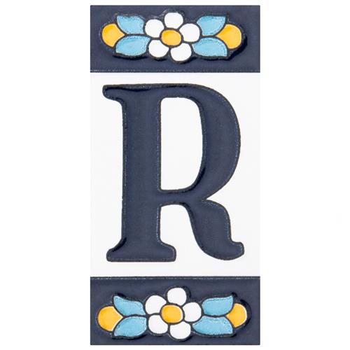Picture of Sevillano Flora Letters R 2-1/8"x4-3/8" Ceramic Wall Tile