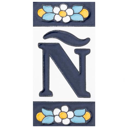 Picture of Sevillano Flora Letters Enye 2-1/8"x4-3/8" Ceramic Wall Tile